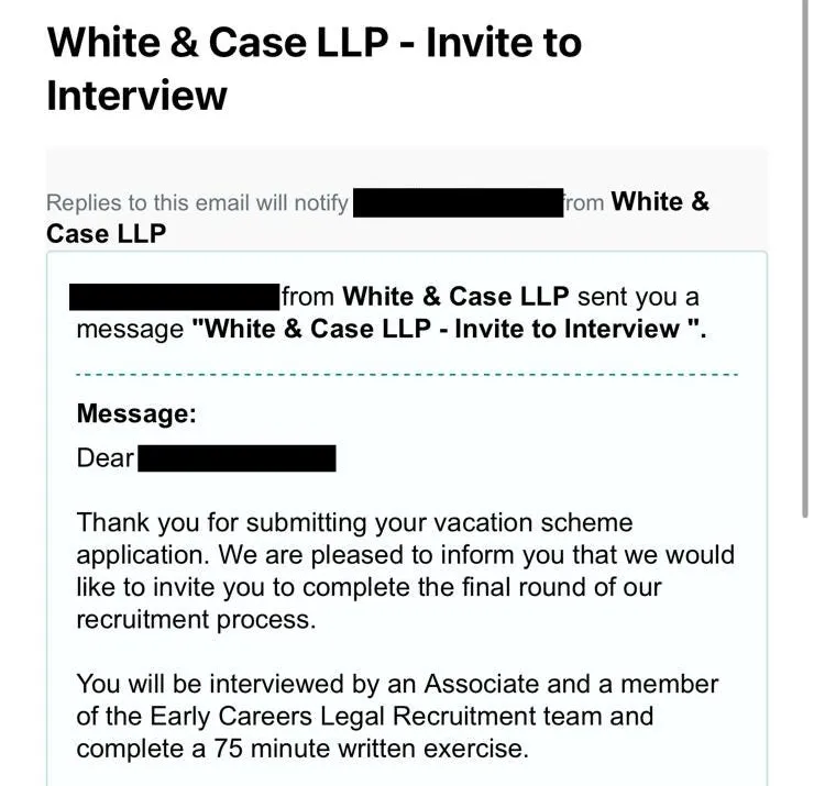White & Case · final round of the vacation scheme process · Stage two