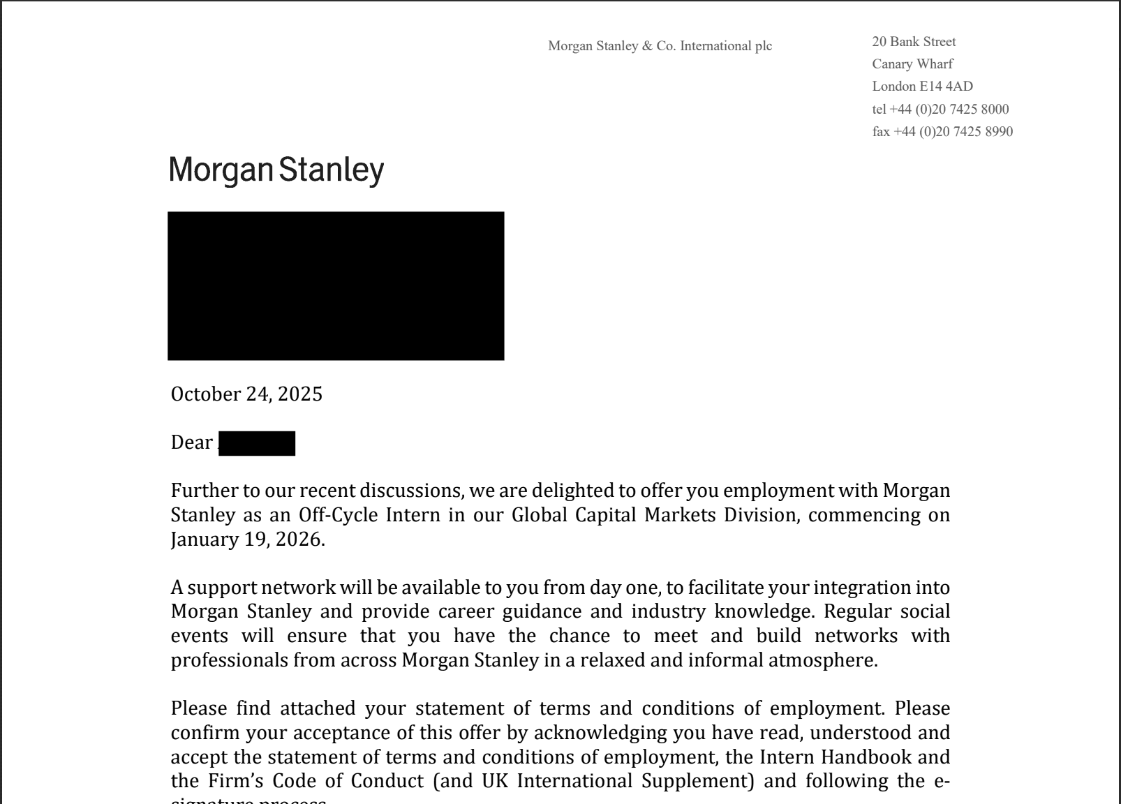 Morgan Stanley offer evidence