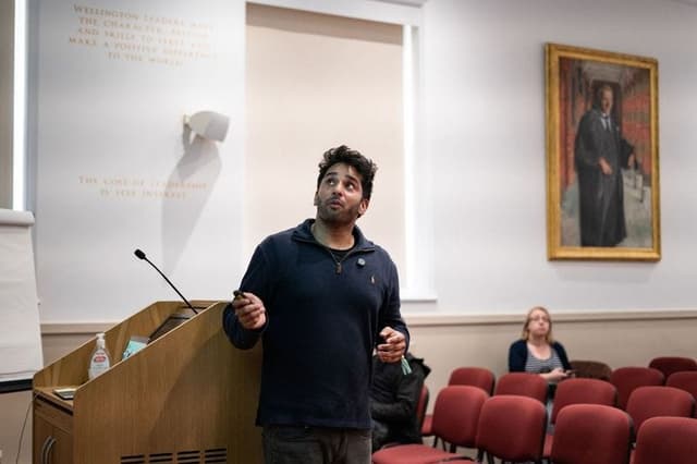 Hassan Akram presenting at the Wellington College Education Festival